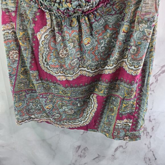 Anthropologie Top Womens Small Pink Blue Tank Off Shoulder Paisley Meadow Rue - Picture 7 of 9